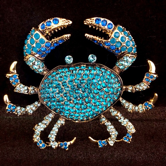Heidi Daus Jewelry - HEIDI DAUS "Queen Crab" Pave Crystal BLUE Crab Pin